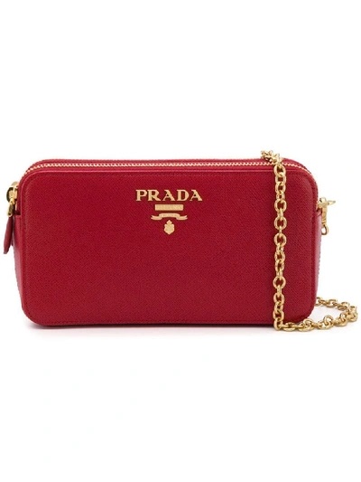 商品Prada|PRADA 女士红色牛皮单肩斜挎包 1DH010-QWA-F068Z,价格¥3878,第3张图片详细描述