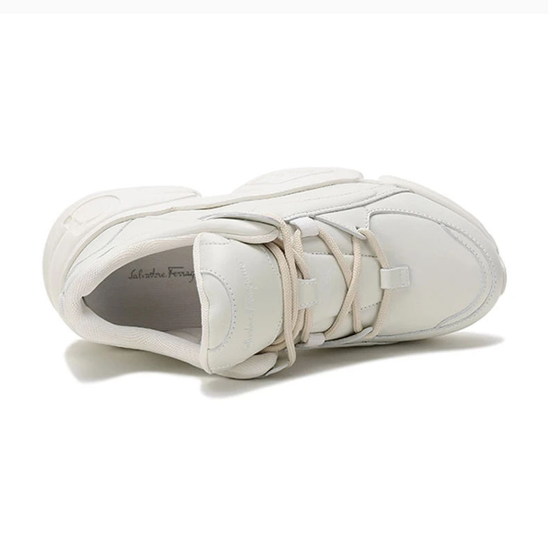 商品Salvatore Ferragamo|SALVATORE FERRAGAMO 女士白色牛皮系带运动鞋 0734120,价格¥2146,第6张图片详细描述