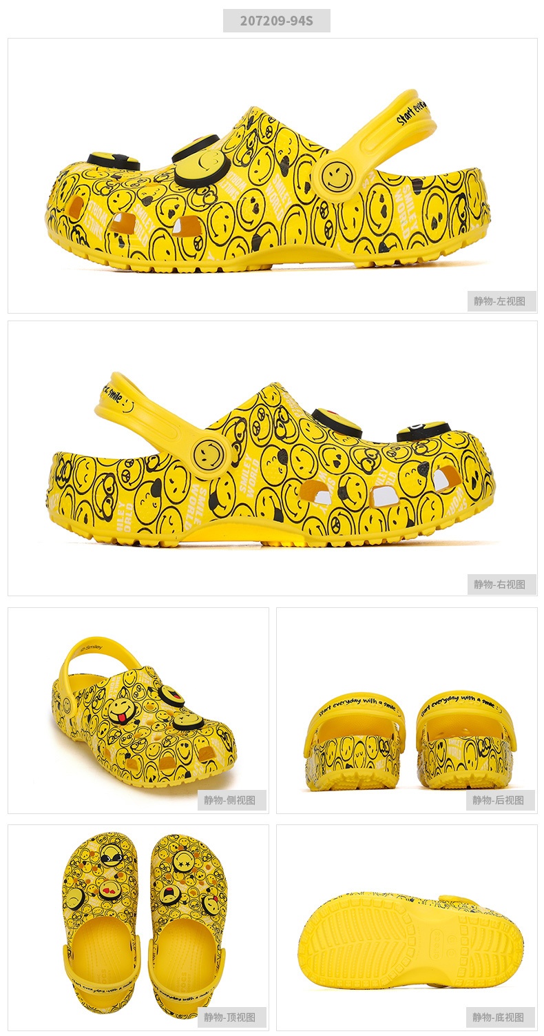 商品[国内直发] Crocs|Classic smiley clog k 经典笑脸小克骆格 儿童休闲凉鞋拖鞋洞洞鞋,价格¥131,第1张图片详细描述