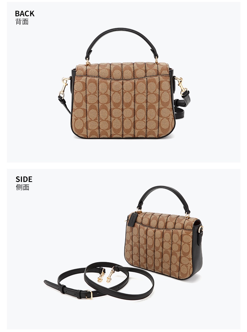 商品[国内直发] Coach|【清仓价】蔻驰女包女士中号单肩手提斜挎包涂层帆布配牛皮 C5645 IMRVQ,价格¥1102,第4张图片详细描述