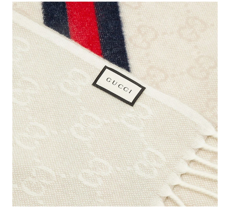 商品[国内直发] Gucci|GUCCI 奶油色中性围巾 570603-3G200-9568,价格¥2144,第7张图片详细描述