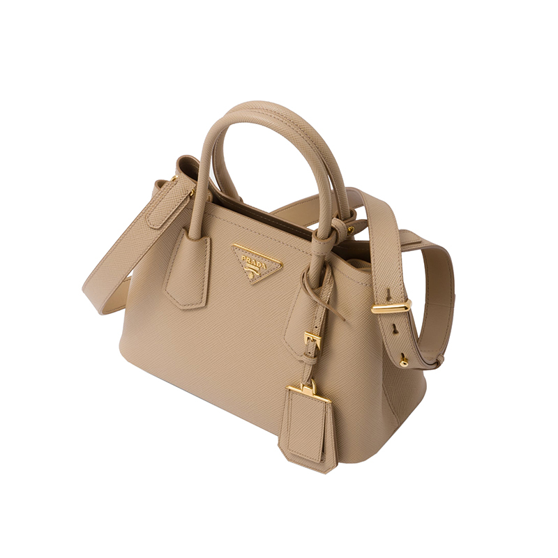 商品Prada|PRADA/普拉达 22新款 Prada Double系列 女士mini砂米色saffiano皮革金扣徽标单肩斜跨手提包1BG443_2A4A_F0036_V_XOO,价格¥24872,第3张图片详细描述