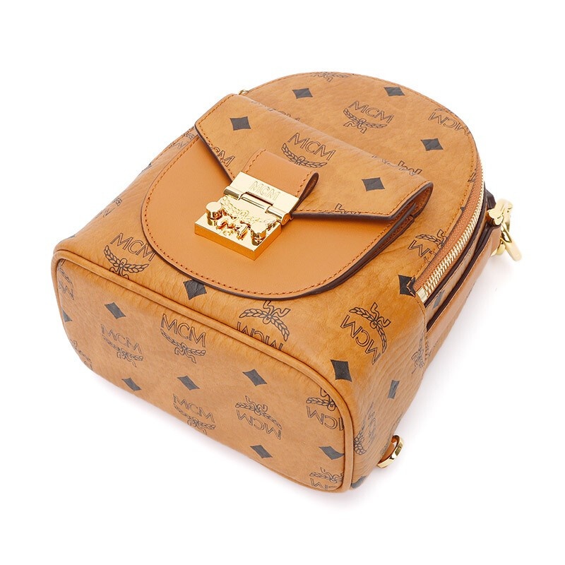 商品[国内直发] MCM|MCM 女士Partricia Visetos系列干邑色人造革配牛皮革迷你手提单肩双肩背包 MWKBSPA01CO001,价格¥4416,第9张图片详细描述