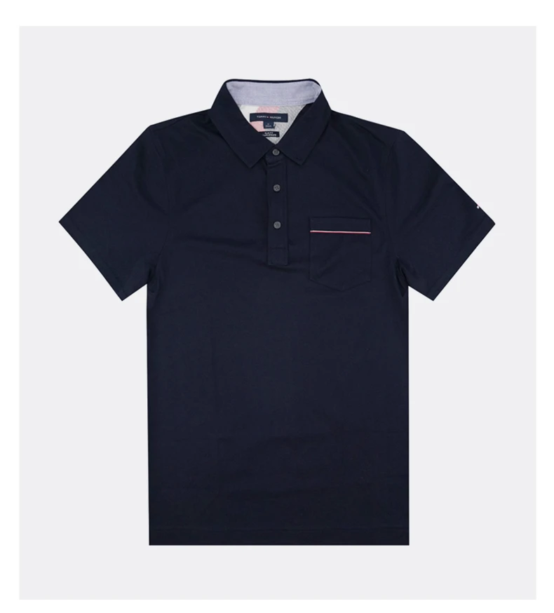 商品[国内直发] Tommy Hilfiger|TOMMY HILFIGER 男士深蓝色棉混纺左胸刺绣小标短袖POLO衫 78J3913-410,价格¥431,第1张图片详细描述