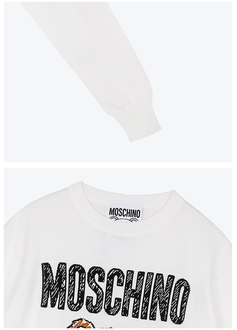 商品[国内直发] Moschino|MOSCHINO/莫斯奇诺 女士棉质白色泰迪熊长袖针织套衫 09305501 A1002 XS（清仓特价,价格¥1474,第5张图片详细描述