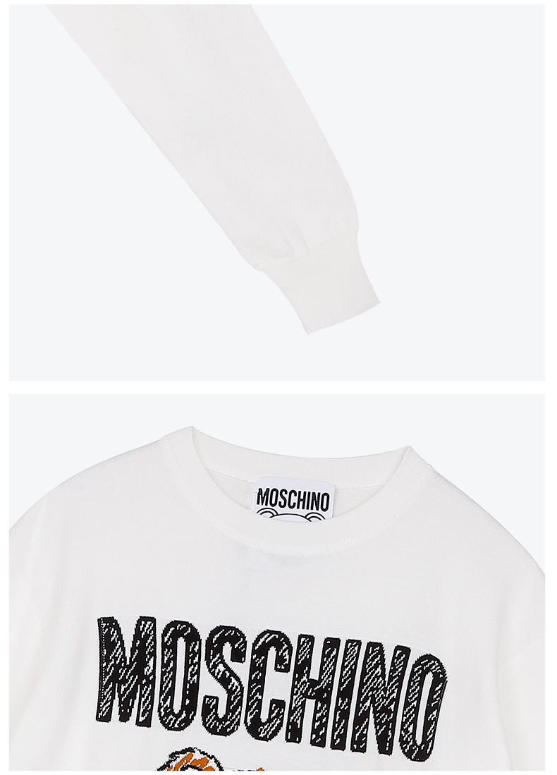 商品[国内直发] Moschino|MOSCHINO/莫斯奇诺 女士棉质白色泰迪熊长袖针织套衫 09305501 A1002 XS（清仓特价,价格¥1473,第5张图片详细描述