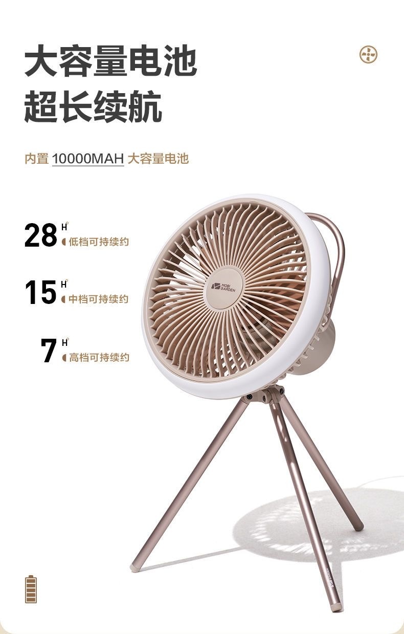 商品[国内直发] MobiGarden|精致露营风扇户外用品帐篷灯吊扇家用办公室桌面充电照明,价格¥349,第23张图片详细描述