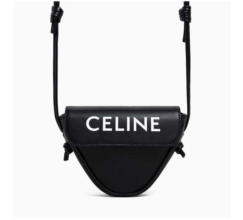 商品Celine|CELINE 男士黑色三角形��小牛皮白色印花迷你单肩斜挎包 10I193-DMO-38SI,价格¥4322,第7张图片详细描述