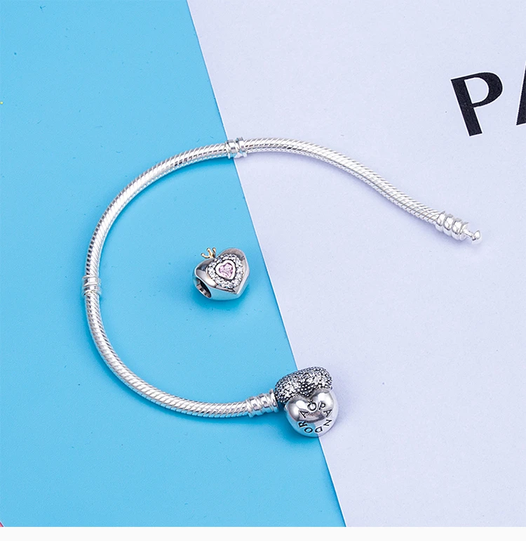 商品[国内直发] PANDORA|PANDORA  女士浪漫粉色爱心串珠925银手链 PAND00122,价格¥253,第4张图片详细描述