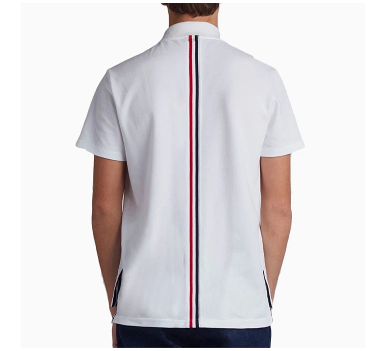 商品Thom Browne|THOM BROWNE 白色男士POLO衫 MJP042A-00050-100,价格¥2281,第7张图片详细描述