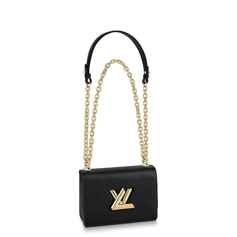 商品Louis Vuitton|预售10天 Louis Vuitton/路易威登 经典款TWIST系列 女士小号黑色水波纹牛皮革旋转徽标金扣翻盖开合单肩斜挎链条包M80835,价格¥28318,第2张图片详细描述