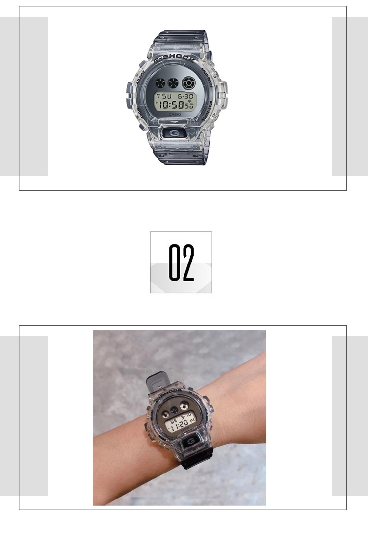 商品[国内直发] Casio|卡西欧(Casio)手表男G-SHOCK系列小方块男士运动男表电子防水腕表 DW-6900SK-1-深灰色-DW-6900SK-1,价格¥772,第3张图片详细描述