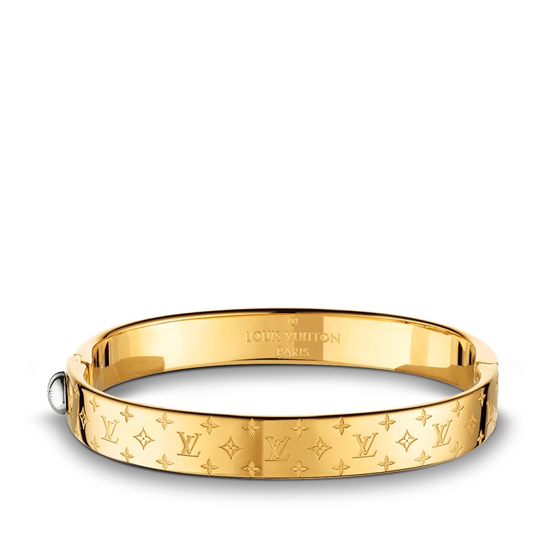商品Louis Vuitton|预售十天 Louis Vuitton/路易威登 经典春夏新款NANOGRAM系列 金色镀金黄铜镂刻老花图案搭配品牌铆钉手镯M00252,价格¥4680,第2张图片详细描述