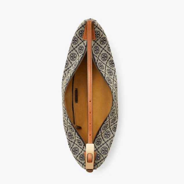 商品Tory Burch|汤丽柏琦T Monogram  撞色压花女士单肩新月包（香港仓发货）,价格¥3117,第8张图片详细描述