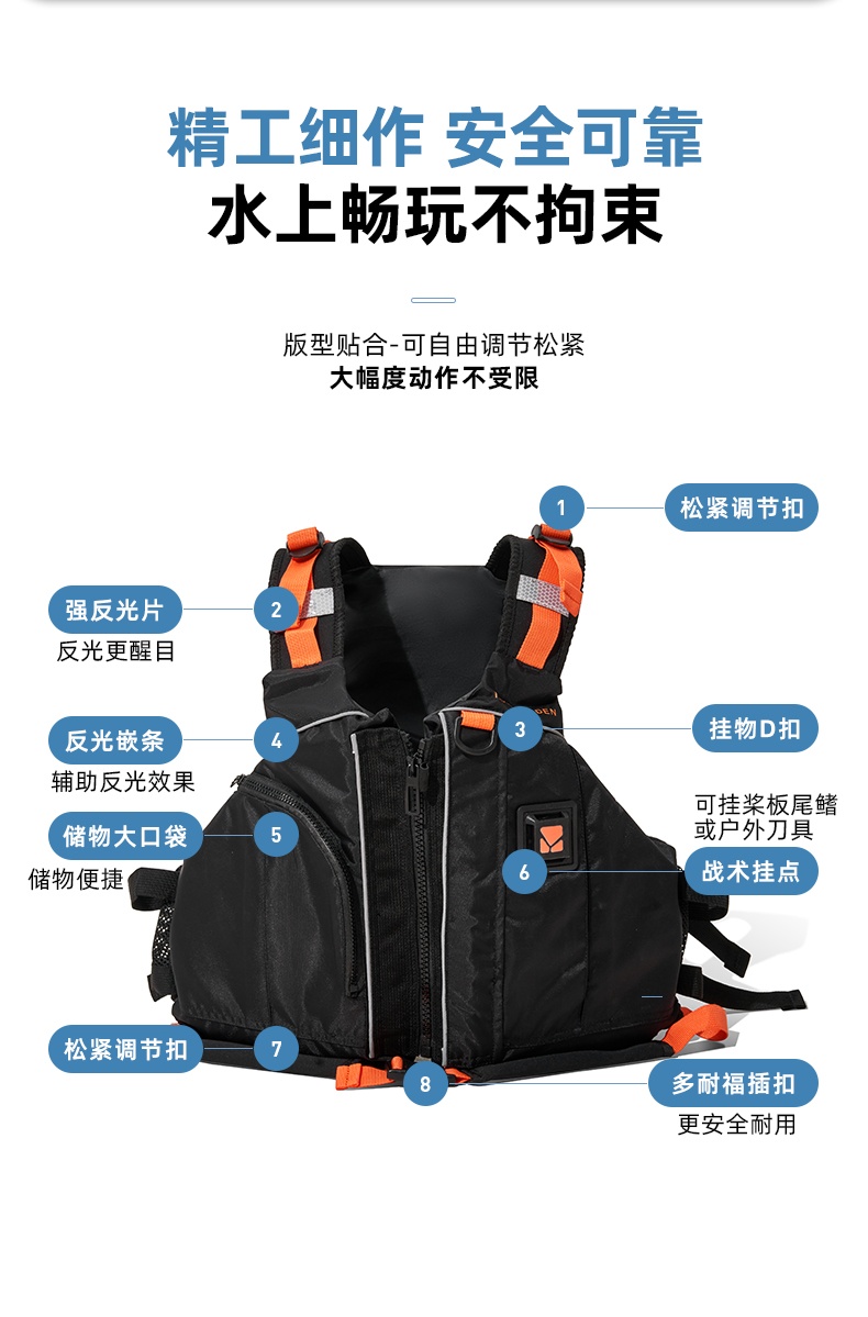 商品[国内直发] MobiGarden|逐浪背心 户外水上运动大浮力安全背心男女通用,价格¥231,第11张图片详细描述