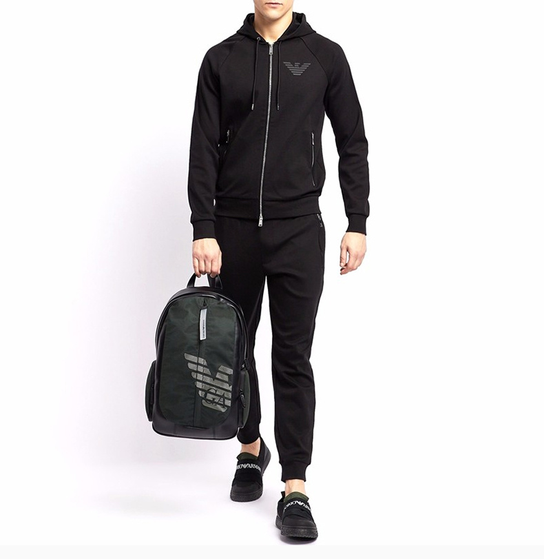 商品Emporio Armani|EMPORIO ARMANI 男士黑色徽标拉链夹克 3G1M91-1JSQZ-0999,价格¥1615,第9张图片详细描述