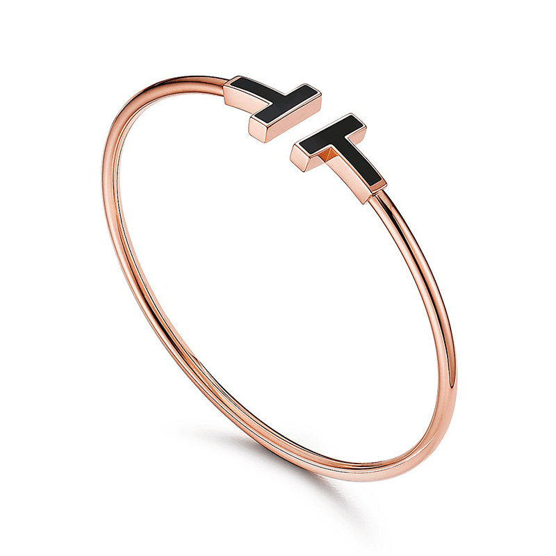 商品Tiffany & Co.|  Tiffany & Co.蒂芙尼  Tiffany T Wire系列18k金玫瑰金黑色玛瑙T字手镯GRP11105,价格¥25095,第4张图片详细描述