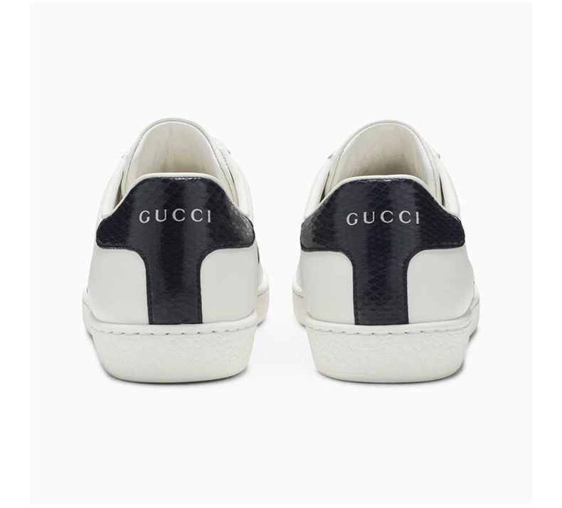 商品Gucci|GUCCI 女士白色牛皮蓝色细节经典条纹logo板鞋 387993-A2JR0-9072,价格¥3698,第6张图片详细描述