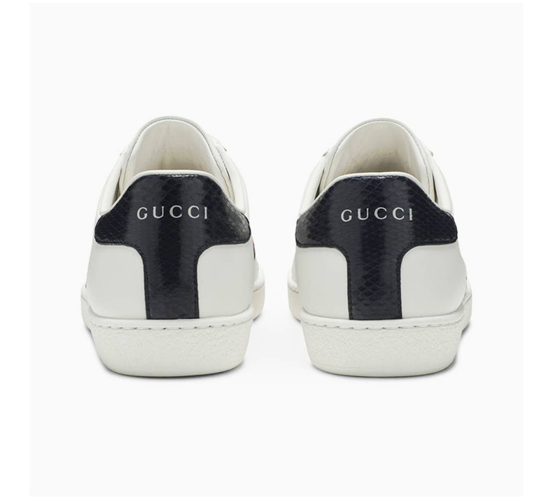 商品Gucci|GUCCI 女士白色牛皮蓝色细节经典条纹logo板鞋 387993-A2JR0-9072,价格¥3546,第8张图片详细描述