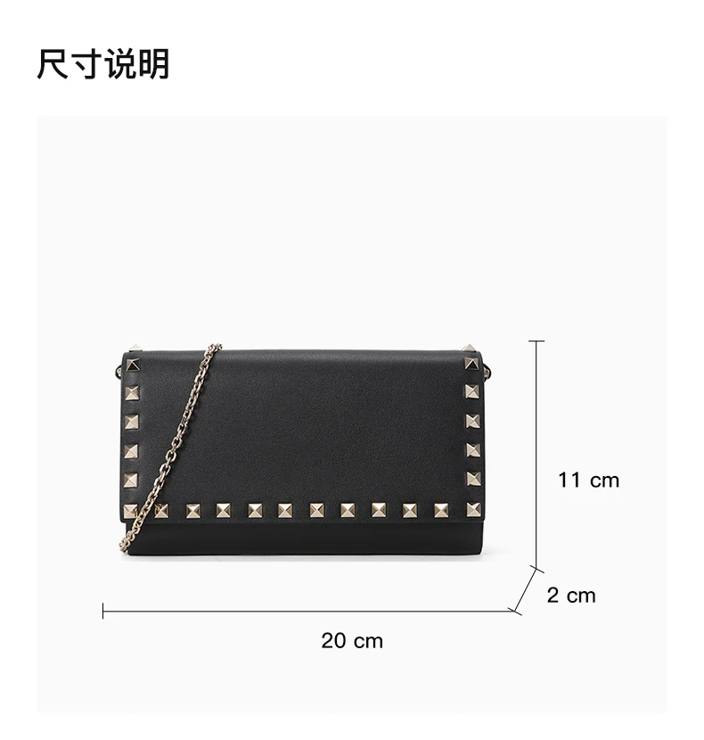 商品Valentino|VALENTINO 女士黑色牛皮链式手拿单肩斜跨包 RW2P0652-BOL-0NO,价格¥4610,第3张图片详细描述