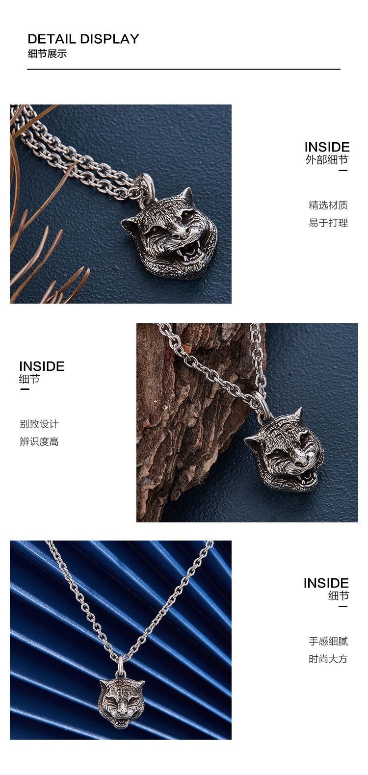 商品[国内直发] MYFD|Gucci项链古驰 男女同款时尚925银百搭锁骨链项链433608 J8400 0811,价格¥2873,第5张图片详细描述