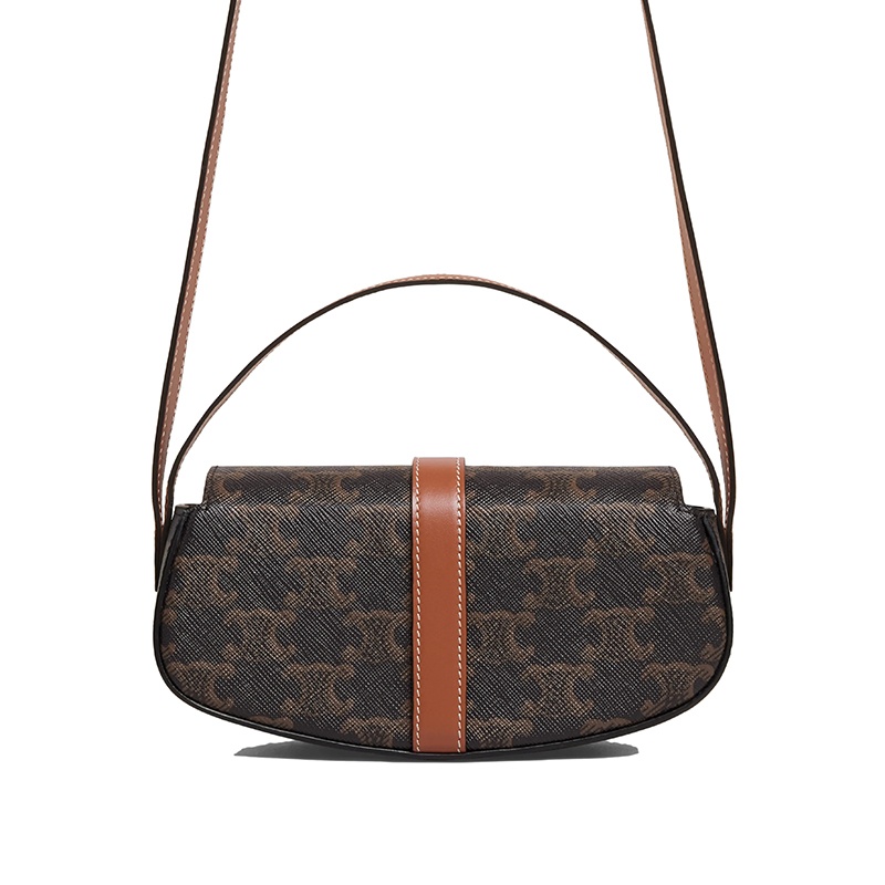 商品Celine|CELINE/赛琳    女士黄褐色老花凯旋帆布牛皮饰边挂锁装饰单肩斜挎包,价格¥8827,第3张图片详细描述
