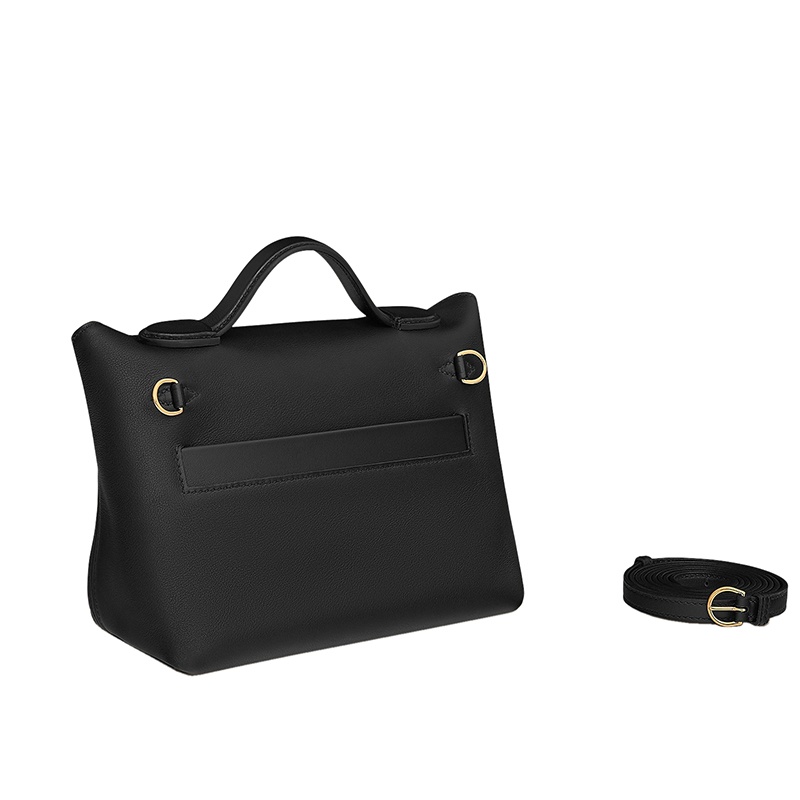 商品Hermes|HERMES 爱马仕 Mini 24/24-21 U刻 volupto拼Swift小 牛皮 金扣可手提单肩 迷你 斜挎包 女款 Noir,价格¥80785,第4张图片详细描述