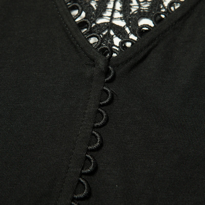 商品[国内直发] Sandro|SANDRO 女士黑色棉质T恤 R130055P-BLACK,价格¥432,第2张图片详细描述