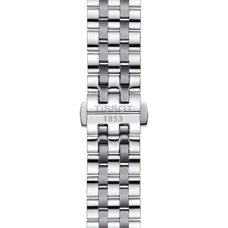 商品Tissot|天梭（TISSOT）预订款4周 CARSON系列 男士白/银表盘自动机芯精钢表带腕表40MM,价格¥4216,第4张图片详细描述