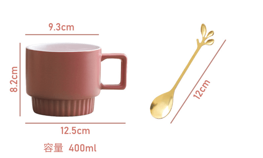商品[国内直发] YeeCollene|北欧轻奢陶瓷马克杯ins高颜值叠叠杯带勺咖啡杯礼盒装,价格¥75,第3张图片详细描述