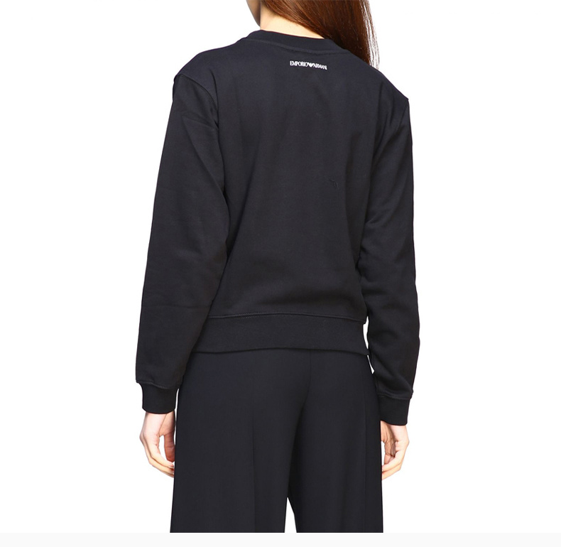 商品Emporio Armani|EMPORIO ARMANI 女士黑色logo长袖圆领卫衣 3H2M8Z-2J49Z-0999,价格¥738,第10张图片详细描述