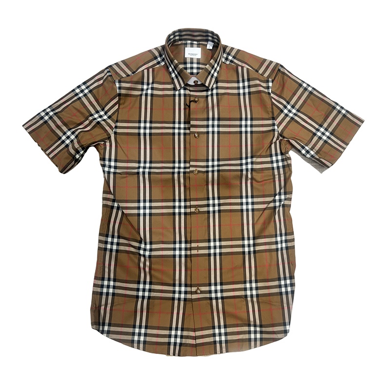 商品Burberry|【现货】博柏丽 男士棕色棉格纹休闲单排扣长袖衬衫 80929031,价格¥1748,第2张图片详细描述