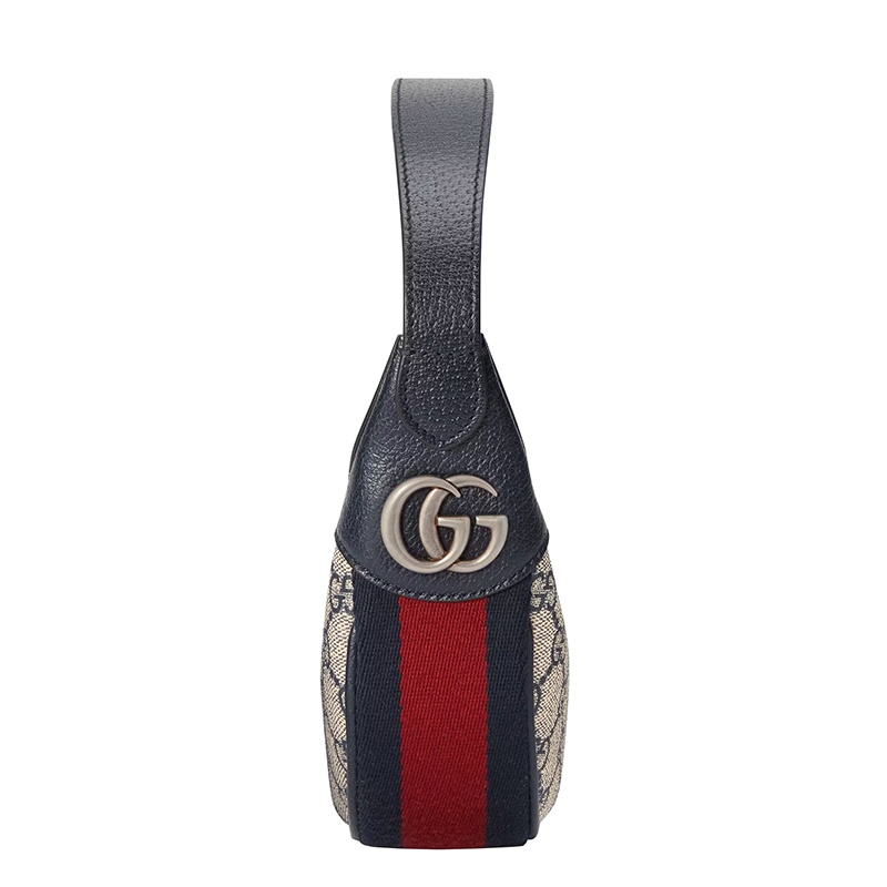 商品Gucci|Gucci/古驰 22春夏新款Ophidia系列 女士迷你米色/蓝色提花帆布红蓝织�带双G老花腋下包 65855196IWN4076,价格¥7345,第5张图片详细描述