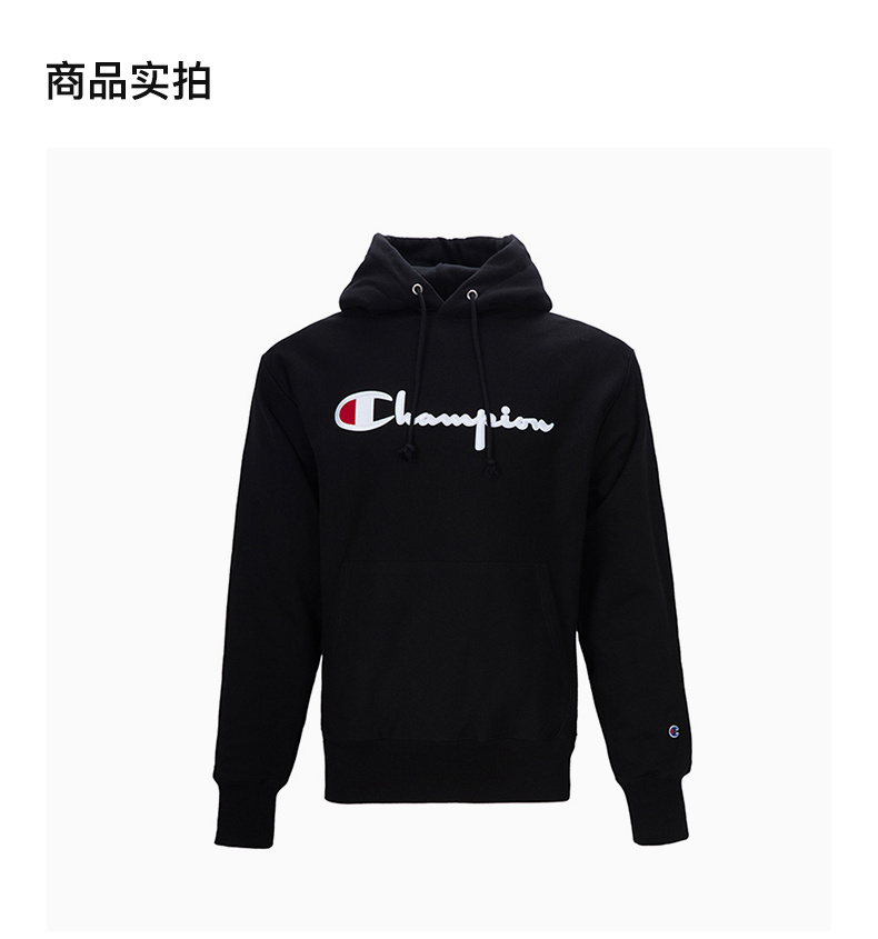 商品[国内直发] CHAMPION|Champion 男士黑色刺绣卫衣 GF68-Y08069-001,价格¥344,第3张图片详细描述