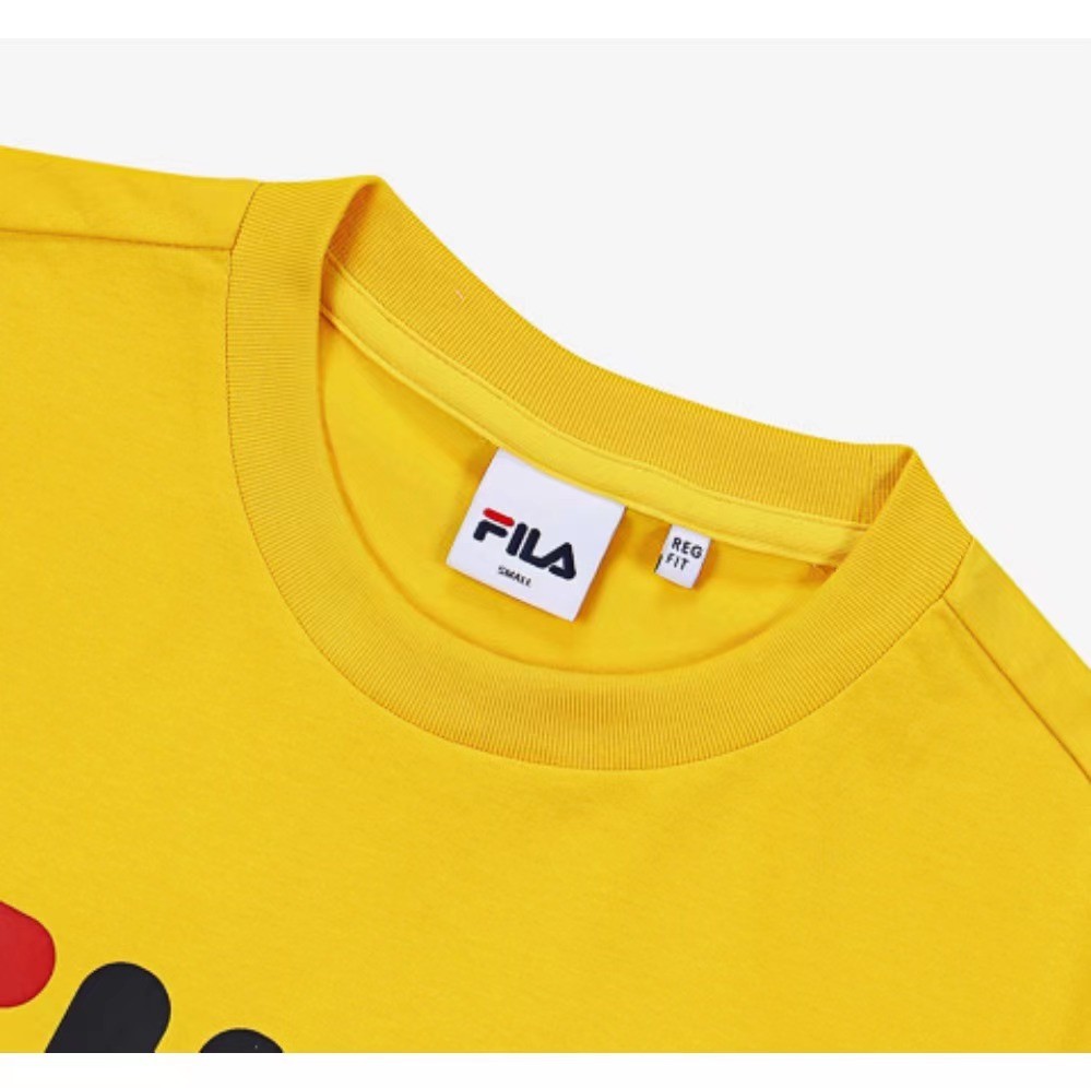 商品Fila|【享贝家】斐乐FILA 简约字母Logo休闲短袖T恤 男女同款 黄色 FS2RSB2001XYEW Q,价格¥105,第3张图片详细描述