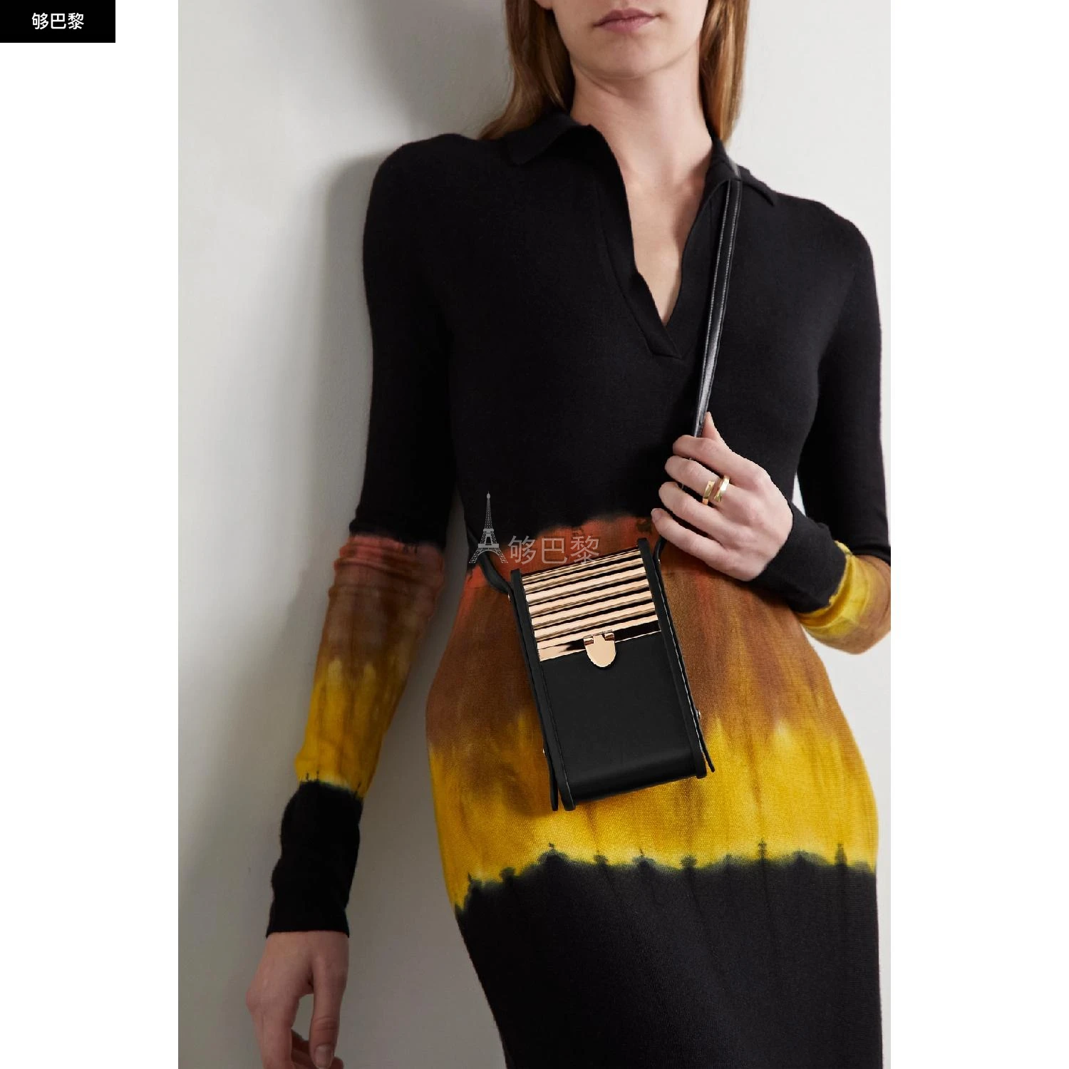 �商品Gabriela Hearst|包邮包税【预售7天发货】 GABRIELA HEARST 24春夏 女士 手机包 Mabel 玫瑰金色金属皮革手机包 1647597277212064 GH685-PHON-L011BLK ,价格¥7003,第6张图片详细描述