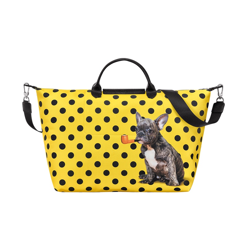商品Longchamp|珑骧 TOILETPAPER女士小号黄色/云彩图案帆布旅行包（2色可选）,价格¥3473,第2张图片详细描述