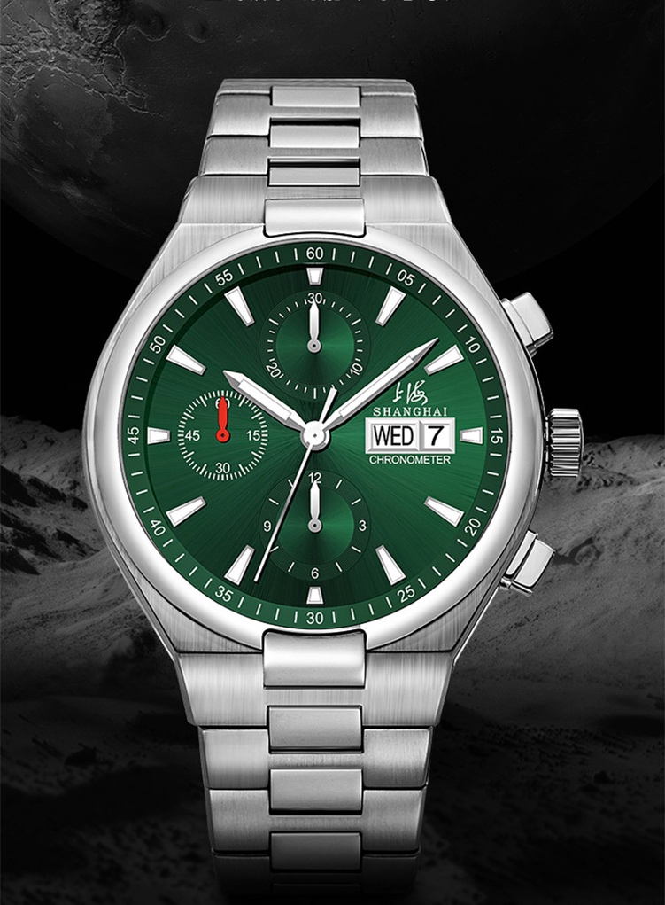 商品[国内直发] SHANGHAI WATCH|大都会系列 见证者 自动上链计时码表男士腕表,价格¥5397,第2张图片详细描述