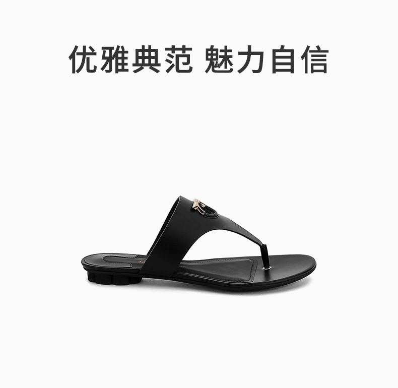 商品[国内直发] Salvatore Ferragamo|SALVATORE FERRAGAMO 黑色女士露趾平底拖鞋 0684827,价格¥2794,第1张图片详细描述