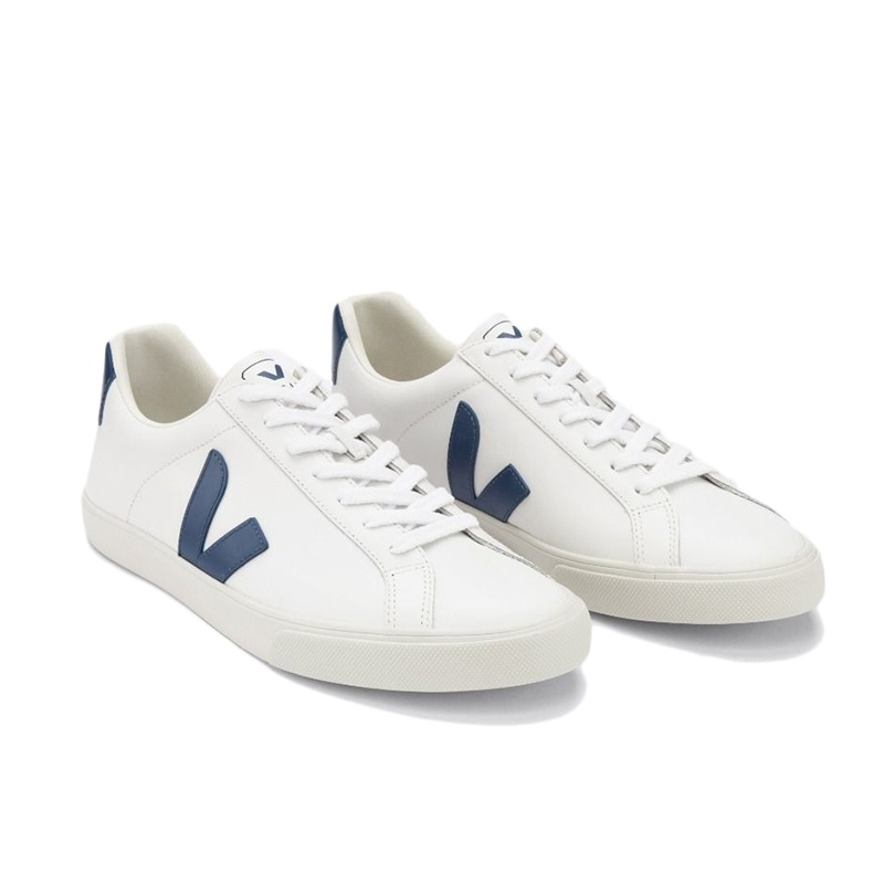 商品Veja|VEJA ESPLAR系列 女士白色皮革钴蓝色V标休闲小白鞋,价格¥1615,第3张图片详细描述