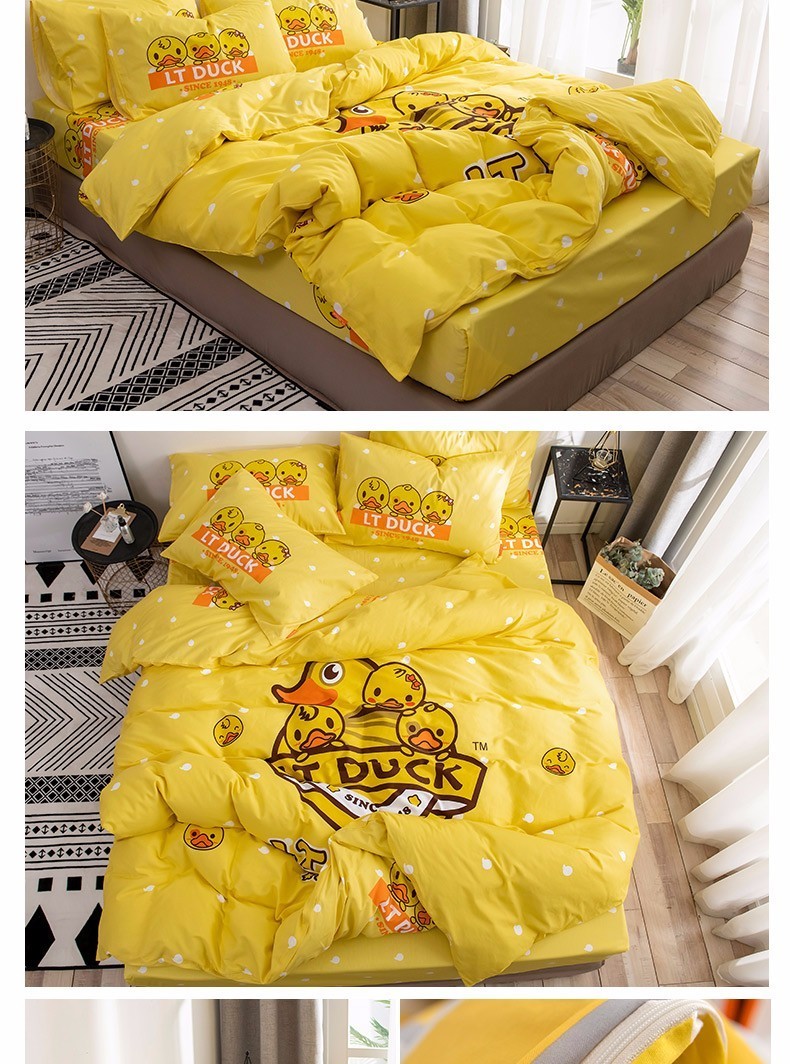 商品[国内直发] LT DUCK|小黄鸭 LT DUCK 全棉四件套 纯棉卡通可爱床上用品全棉双人床单被套200*230cm LTDUCK 经典黄 1.5/1.8米床适用,价格¥430,第5张图片详细描述