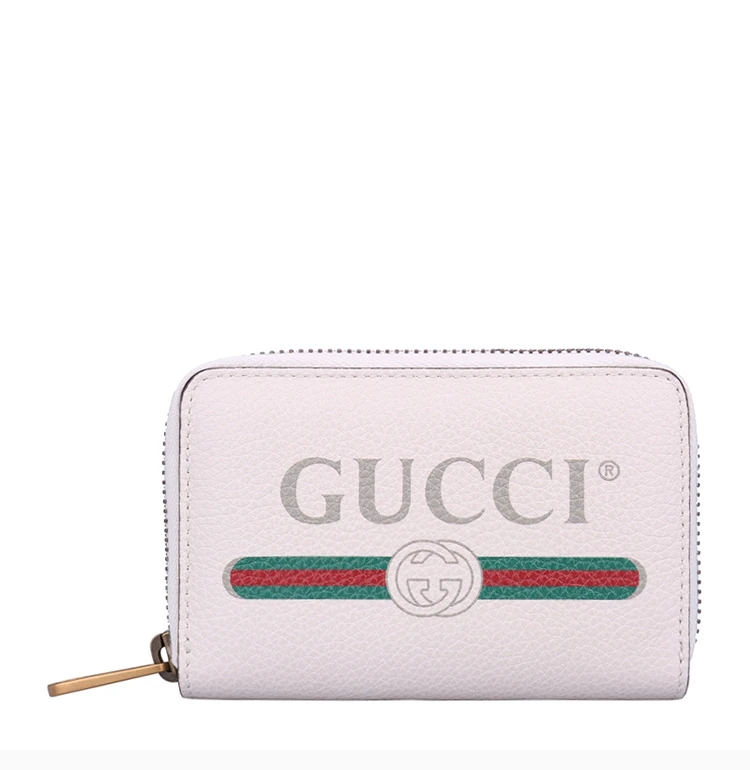 商品[国内直发] Gucci|GUCCI 古驰 白色牛皮字母印花中性零钱包 496319-0GCAT-8820,价格¥4469,第4张图片详细描述