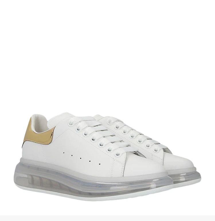 商品Alexander McQueen|Alexander McQueen 亚历山大·麦昆 女士白色皮革金尾休闲运动鞋 611698-WHX9X-9075,价格¥3439,第5张图片详细描述