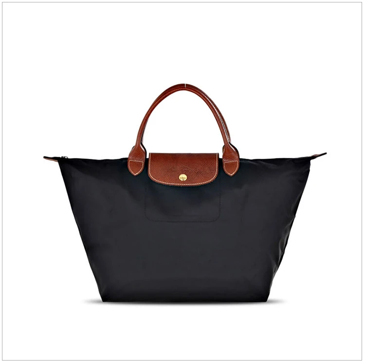 商品Longchamp|Longchamp 珑骧 女士短柄黑色中号尼龙折叠饺子包 1623089001,价格¥759,第6张图片详细描述