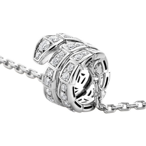 商品BVLGARI|  BVLGARI/宝格丽 SERPENTI SCAGLIE系列 18K金白金镶有密钉钻石Viper项链 357796,价格¥75858,第4张图片详细描述