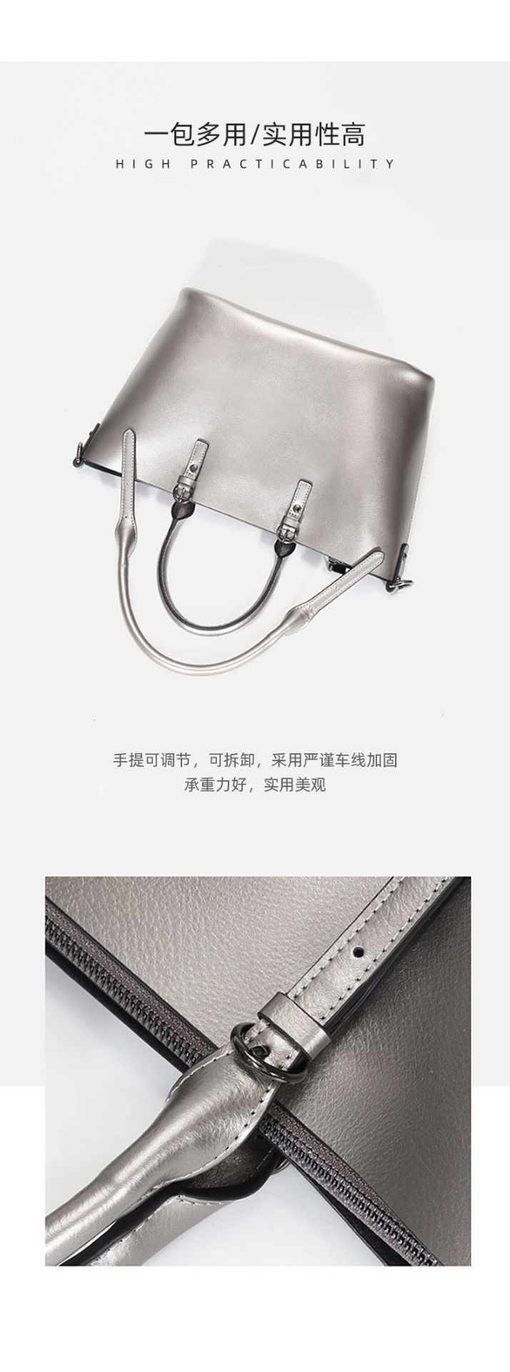 商品[国内直发] GLENVINTEN|格岚云顿女包新款2022新款时尚欧美大容量斜挎包牛皮通勤托特单肩包,价格¥285,第2张图片详细描述