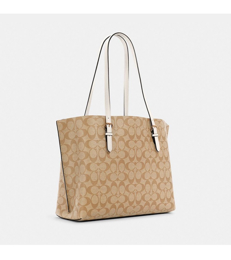 商品[国内直发] Coach|COACH蔻驰  Mollie 34 经典标志老花字母满印 标志性涂层帆布和光滑皮革 托特包Tote包购物袋手提单肩包 1665IMDQC,价格¥2090,第7张图片详细描述