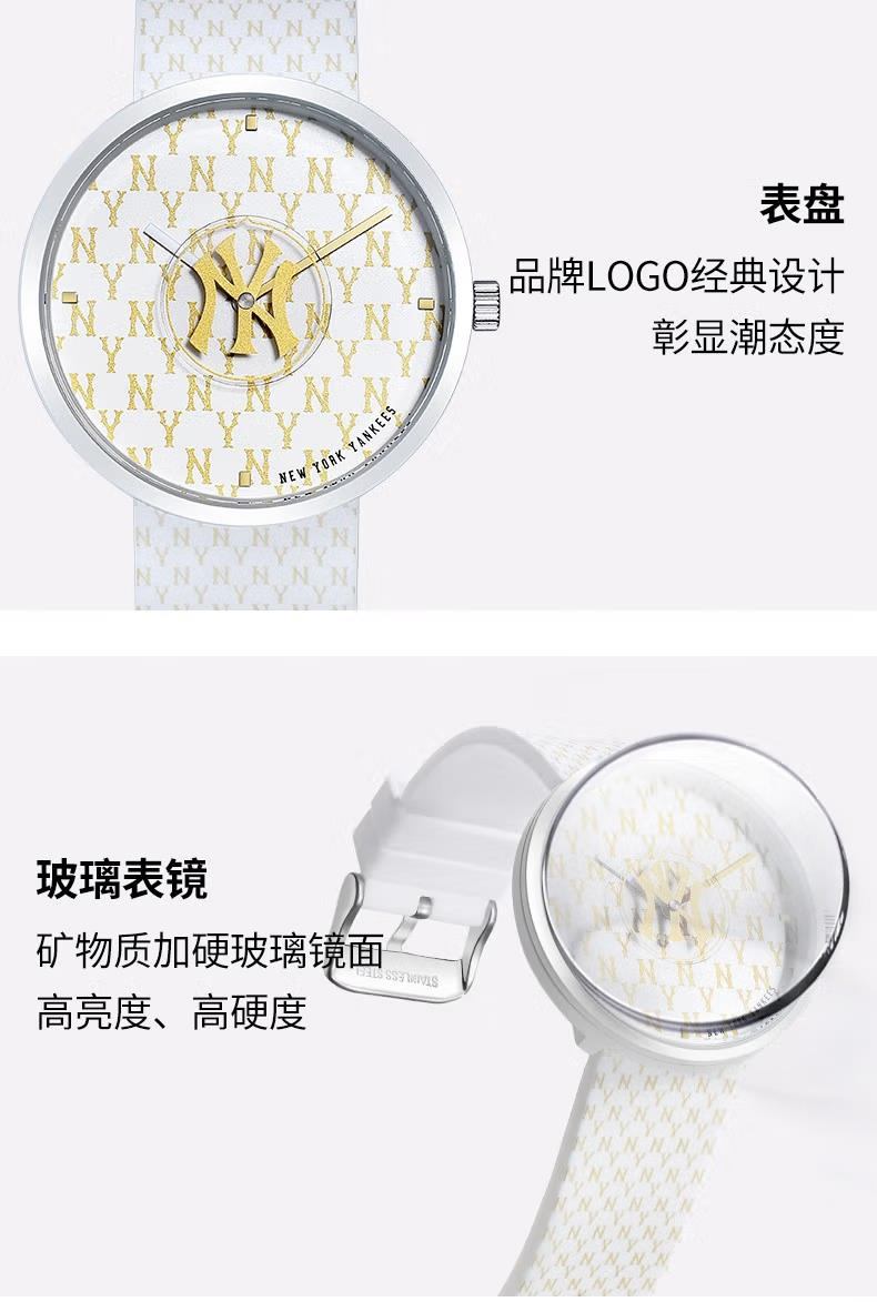 商品[国内直发] MLB|潮流时尚中性欧美硅胶带防水石英老表MLB-NY6007 黑老花满标,价格¥274,第11张图片详细描述