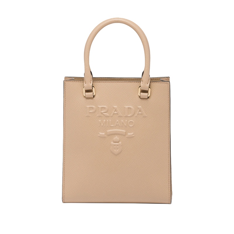 商品Prada|PRADA/普拉达 22新款 女士小号砂米黄saffiano皮革珐琅徽标拆卸织物肩带单肩手提斜挎包1BA333_NZV_F0036_V_N2A,价格¥15481,第4张图片详细描述