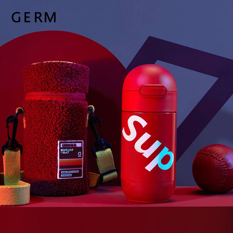 商品GERM|日本GERM格沵 胶囊儿童杯 2种杯套可选 透明皮革/泰迪绒冬款（蓝/粉/红SUP款）,价格¥489,第11张图片详细描述